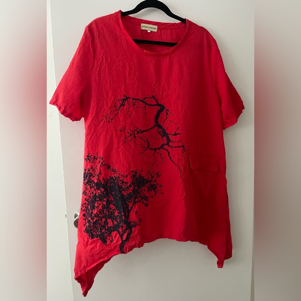 Grande Madame Lagenlook Art to Wear Oversized Tunic Top Size M